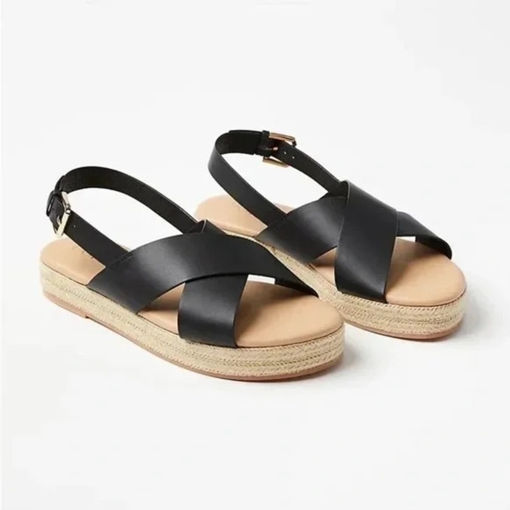 Loft | Criss Cross Espadrille Sandals Black Various Sizes Available.